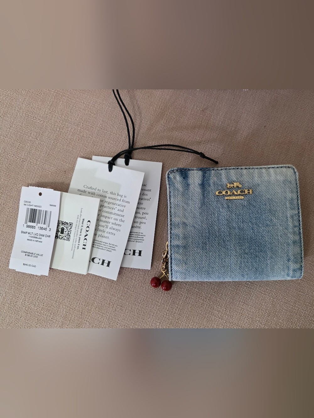Coach Loved Denim Snap Wallet with Charms